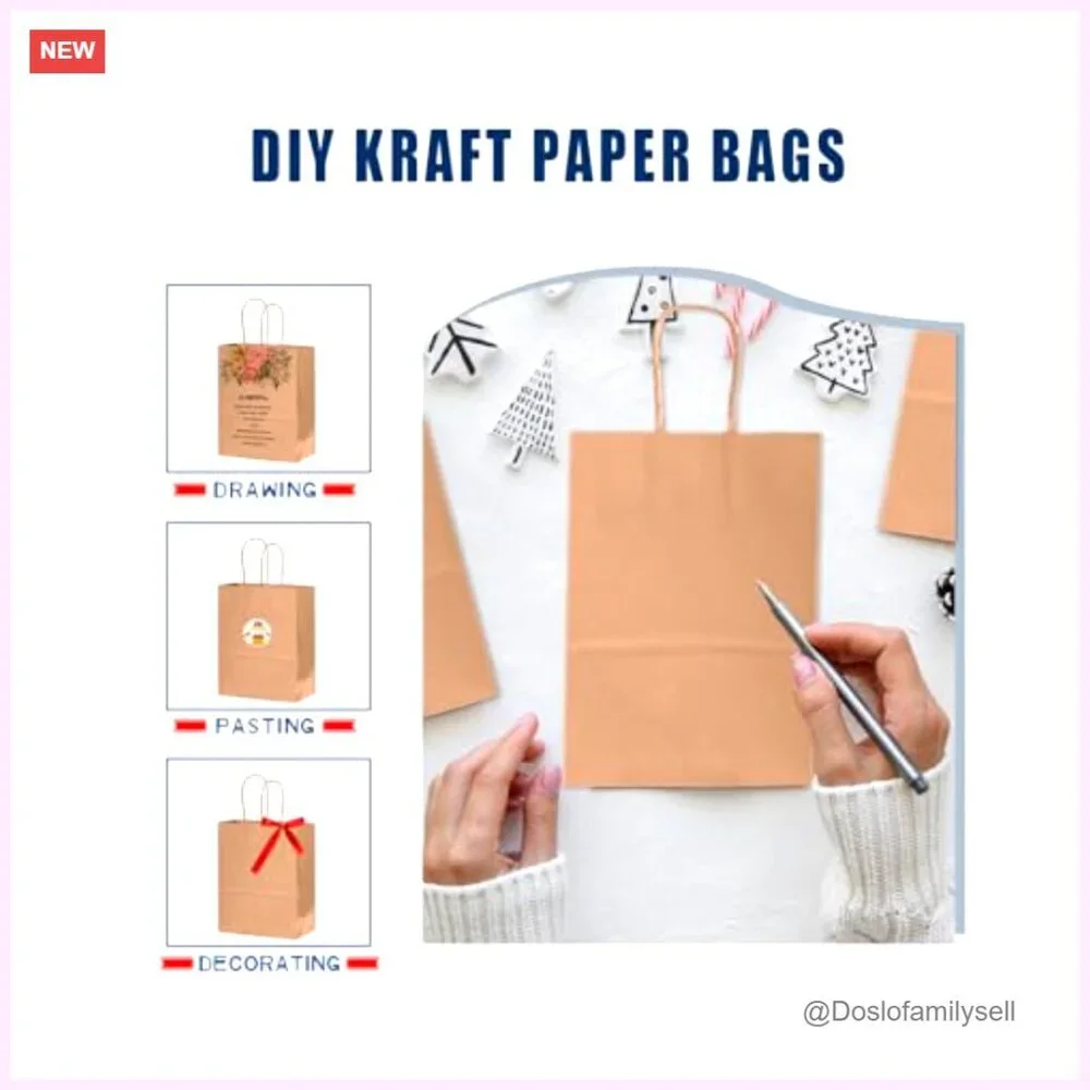 26-Pack Small Kraft Paper Gift Bags with Handles 8.3x6x3.15 Inches - Picture 2 of 6